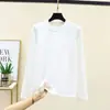 Camiseta Térmica de Manga Larga para Mujer Otoño Invierno Elegante Versátil Adelgazante Delgada Capa Base de Felpa Talla Grande Espesa Cuello Redondo