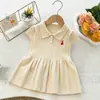 Vestido suéter para meninas, vestido colete de tricô de manga curta, para bebês meninas, novo estilo outono e inverno, doce vestido de princesa, dropshipping