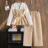 Conjunto para Niñas 2025 Otoño Nuevo Moderno Bloque de Color Profundo y Claro Top de Manga Larga y Pantalón Casual Conjunto de Dos Piezas