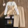 Conjunto para Meninas 2026 Primavera Novo Estilo Transfronteiriço Tendência Color-Blocking Manga Longa e Calça Longa Casual Conjunto de Duas Peças