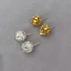 Pendientes de bola tejida simples europeos y americanos de alta gama, ligeros, de lujo, de nicho, elegantes, de moda, exquisitos, retro, con todo tipo de combinaciones, de plata.