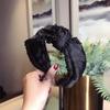 Coreano Nueva Calidad Venta al por Mayor Accesorios para el Cabello Estilo Coreano Borde con Cuentas Malla Anudado en el Medio Diadema de Ala Ancha Diadema para Mujer