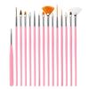 Conjunto de Pincéis Personalizados de 15 Ferramentas de Pintura para Manicure Cabo de Plástico Multifuncional Caneta Gancho Conjunto de Ferramentas de Pincéis para Manicure