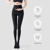 Leggings altas femininas microcompressão emagrecimento virilha outono e inverno forradas com fleece espessadas alongadas Meia-calça calcinha de pressão preta