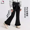 Pantalones casuales acampanados de otoño para niñas, nuevo estilo 2026, pantalones acampanados de terciopelo con retazos y pedrería para niños mayores