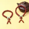 Pulsera de Arena Roja, Cinabrio Rojo, Pulsera de Cinabrio Natal, Pulsera de una Sola Capa, Abalorios para Hombres y Mujeres, Venta al por Mayor de Fabricantes