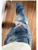 Jeans Azules Vintage de Cintura Alta Pierna Recta para Mujer 2026 Nuevo Estilo Textura de Bambú Diseño de Bordado Estilo Americano Pantalones Sueltos de Pierna Ancha
