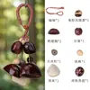 Kit de materiais para pingente de sino de vento de casca de fruta natural, conjunto DIY feito à mão de pingente de casca de fruta em madeira crua estilo floresta natural