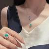 Colar de Esmeralda de Alta Qualidade Corrente de Clavícula de Esmeralda de Luxo Leve Corrente de Clavícula Totalmente Diamantada Pingente Colorido em Forma de Gota d'Água Pera para Mulheres