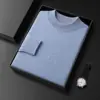 Suéter Masculino de Caxemira Seamless One-Line Pronto para Vestir Gola Alta Média Suéter de Caxemira Outono e Inverno Cor Sólida Solto Tamanho Grande Camiseta Básica