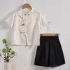Verano 2026 Nuevo Estilo Niños Nuevo Estilo Chino Conjunto de Shorts de Manga Corta Traje Tang Traje para el Primer Cumpleaños del Bebé Banquete Estilo Chino