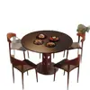 Mesa Redonda Berg Estilo Nórdico con Patas Metálicas Vintage, Mesa de Comedor para Apartamento Pequeño, Mesa de Comedor de Pizarra de Madera Maciza Estilo Nórdico Bauhaus para Uso Doméstico