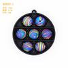 Cuentas de Silicona Pulsera de Transferencia de Agua Colorida Cuentas Redondas Perforadas Cuentas Sueltas Mordedor de Grado Alimenticio 15mm Accesorios para Bricolaje Cuentas para Orejas