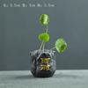 Mini Florero Wufu Transfronterizo Estilo Chino Arena Púrpura Rotación Verde Hierba de Monedas de Cobre Maceta Hidropónica Cerámica de Escritorio Mascota de Té Pequeños Adornos