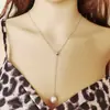 TikTok Novo Moda All-match Retrátil Fino Corrente Camisola Elegante Elegante Pérola Pingente Colar Acessórios Femininos