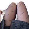 Medias Negras Cortables a la Medida para Mujer, Calcetines de Verano Anti-enganches con Letras, Calcetines sin Pies Color Piel, Calcetines de Encaje, Medias Sexy con Letras