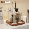 Portacepillos de dientes para baño, Portacepillos de dientes y pasta dental para el hogar, Vaso para enjuague bucal de encimera de baño, Estante de almacenamiento para set de tocador
