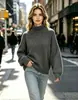 Ropa de mujer transfronteriza 2026 suéter liso de cuello semi-alto para mujer, top de punto de otoño e invierno, camiseta básica, estilo nuevo
