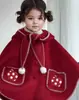 Capa con Capucha Estilo Otoño/Invierno 2026 Navidad y Año Nuevo para Niñas, Capa Infantil de Moda, Chal para Bebé