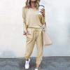 2020wish Otoño/Invierno Nuevo Ropa de Mujer Transfronteriza Europea y Americana Amazon Hogar Suelto Color Sólido Manga Larga Traje Casual Mujer