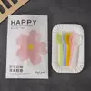 Novo Conjunto de Talheres Descartáveis para Bolo Prato de Assar e Garfo Combinação Louça de Aniversário Prato de Papel Degradável Garfo Vela