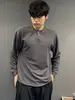 Camiseta de Manga Larga con Cuello Henry Texturizado para Otoño, Versátil Unisex Holgada Camisa Base Superior, Camisa Henry