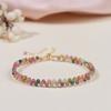 Pulseira Feminina de Turmalina Natural Joia de Cristal Tecida à Mão para Amigos Presente de Feriado Aniversário