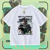 Camiseta Delta Force Weilong Rosa Vermelho Comedor de Ouro Lobo Mercadoria para Meninos, Manga Curta Estudante Caimento Solto Tendência