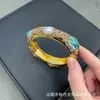 Pulsera de perla barroca natural con incrustaciones de turquesa, personalizada, de jade checo, color verde, galvanizada, venta al por mayor