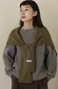 26 Nuevo Chal con Forma de T Jaspeado 100% Lana Cálido Versátil Tacto de Alta Gama Chaleco de Punto Talla Grande Protector de Cuello Han Xu