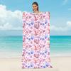 Toalha de Praia e Bolsa de Ombro 2 em 1 Personalizada, Bolsa de Ombro de Praia Multifuncional Dobrável com Toalha Estampada que Absorve Água