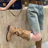 Botas retro apiladas Chuyuji para mujer, nuevo estilo otoño e invierno 2026, que aumentan la altura, botas de vaquero occidentales Maillard