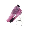 Martillo de seguridad para exteriores dos en uno mini rompeventanas llavero de coche martillo salvavidas incrustado con diamante martillo de escape para romper ventanas de coche