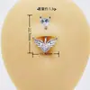 Piercing de umbigo com asas de demônio europeias e americanas transfronteiriças, anel de umbigo de aço inoxidável, cor de anjo, prego de umbigo, anel de umbigo em forma de coração, piercing
