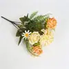 Buquê de Flores Artificiais Estilo Pastoral, Fresco e Simples, Rosas de Seda e Hortênsias, Flores de Plástico, Flores Secas, Buquê de Noiva, Decoração de Casamento