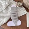 Calcetines tobilleros de doble costura, calcetines con volantes, calcetines largos de rayas verticales estilo coreano para otoño e invierno, calcetines blancos para pantorrilla que estilizan la pierna
