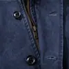 Jaqueta de lona lavada com aspecto desgastado e gola alta para homens, jaqueta de trabalho desconstruída patchwork punk moderna de corte solto com gola alta para primavera e outono