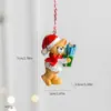Nuevos adornos navideños de resina pintada estilo europeo, tren miniatura retro 3D y decoraciones de calcetines, adornos para árbol de Navidad y decoraciones festivas