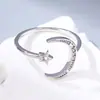 Nuevo Anillo Abierto de Estrella y Luna con Circonita Micro-Pavimentada 2025 para Mujer, Estilo Japonés y Coreano, Moderno, Dulce y Elegante, Anillo Ajustable