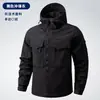 Conjunto de chaqueta para exteriores para hombre, resistente al desgaste, resistente a la suciedad, repelente al agua, camuflaje de malla, ropa de trabajo, ropa táctica para exteriores