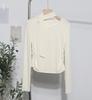 Camiseta de Manga Larga para Mujer Y01 con Bufanda de Cinta para Colgar en el Cuello Otoño 2024 Ajustada Top Camisa Base Fruncida 630