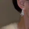 Aretes Largos de Árbol de Navidad para Mujer en Otoño e Invierno, Diseño Único de Nicho, Exquisitos Aretes de Alta Gama, Lujo Accesible y Sensación de Alta Gama