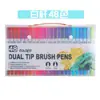Caneta de Aquarela Ponta Dupla Transfronteiriça Pintura Artística Linha de Gancho Caneta Marcadora Colorida Ecológica Grafite Infantil Conjunto de Pincéis de Ponta Macia