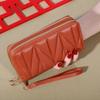 Monedero largo de PU de estilo coreano con doble cremallera, gran capacidad, bolso de mano para teléfono con cremallera multitarjeta para mujer, novedad de 2024