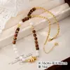 Pulsera Nala Vintage de Perlas de Agua Dulce Color Café, Conjunto de Collar y Pulsera de Lujo Ligero de Alta Gama, Conjunto de Joyería de Nicho de Lujo Ligero