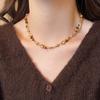 Collar Retro de Ojo de Tigre con Perlas para Mujer, Nuevo Modelo 2026, Cadena para Clavícula con un Toque de Lujo y Sofisticación