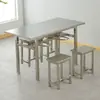 Mesa e cadeira de fast food 6 pessoas mesa e cadeira de refeitório banqueta suspensa de aço inoxidável mesa de jantar combinação de mesa e cadeira para refeitório escolar de empresa