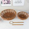 Cesta de Plástico Personalizada Imitación Ratán Cesta de Frutas Cesta de Snacks para Decoración del Hogar Cesta Dos Capas Removible Soporte para Plato de Frutas