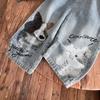 Ropa para Niños al por Mayor Pantalones para Niños Primavera y Otoño 25 Nuevo Estilo Coreano Animales Jeans de Industria Pesada para Niños y Niñas Pantalones Rectos Azul Claro