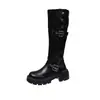 Botas compridas de cano largo, botas de motociclista, botas femininas de montaria de cano longo com sola grossa, modernas e afinam a silhueta, salto grosso, novo estilo outono 2026 na altura do joelho